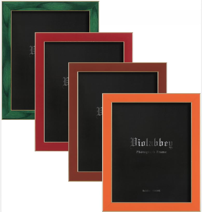 Photo 1 of VIOLABBEY 8x10 picture frame set of 4, Modern photo frame with HD Real Glass, Family Friends Gift for Halloween and Christmas, Wall Mounted or Tabletop Display
