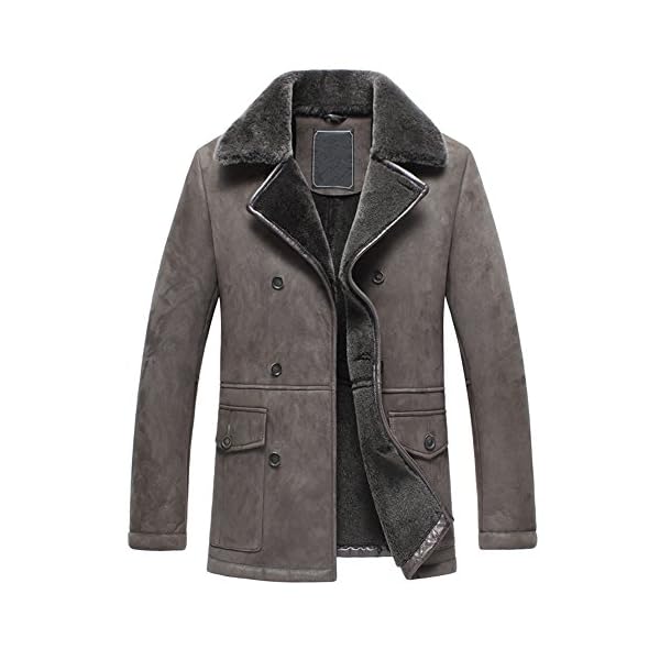 Denny&Dora Mens Shearling Hooded B3 Coat Long Regular Fit Jacket B2 Military Style Sheepskin Leather Jacket