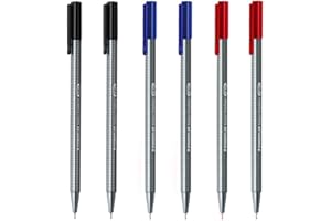 Staedtler Triplus Fineliner 0.3mm - Pack of Six (2 Black & 2 Red & 2 Blue)