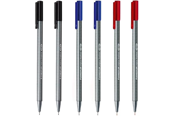 Staedtler Triplus Fineliner 0.3mm - Pack of Six (2 Black & 2 Red & 2 Blue)