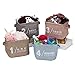 Sea Team Foldable Mini Square New Multi-Colored 100% Natural Linen & Cotton Fabric Storage Bins Storage Baskets Organizers for Shelves & Desks - Set of 4