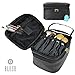 Makeup Bag Organizer by Blush | Train Style Case with Dual Zippered Compartments | Portable Travel Kit For Brushes, Foundation, and More | Perfect for Men and Women | Includes Blending Sponge