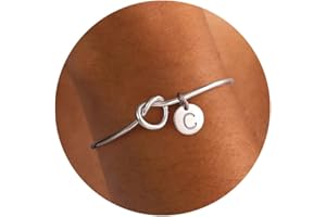 M MOOHAM Initial A-Z Bracelets for Women - Tie the Knot Letter Cuff Bangle Bracelet Gold Jewelry for Women, Personalized Bridesmaid Gifts for Weddings Day