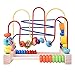 FUN LITTLE TOYS Wooden Baby Beads Maze Toys, Toddlers Roller Coaster Game Cubes, Educational Around Circle Bead Skill Improvement Wood Toy, Sliding Beads On Twists Wire, Boys Girls