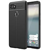 MoKo Pixel 2 XL Case, PU Leather Texture Flexible TPU Gel Bumper Cover Protective Shockproof Anti-scratch Back Cover for Google Pixel 2 XL 2017 - Black