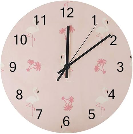 Amazon Co Jp 旅人 掛け時計 木製 壁掛け時計 連続秒針 天然木 置き時計 静音 おしゃれ 北欧 かわいい ピンク フラミンゴ 無騒音 静か 電波 サイレント リビング 部屋装飾 プレゼント クロック ホーム キッチン