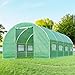 Quictent 2 Doors 20 Stakes Heavy Duty 19.7 x 10 x 6.6 ft Portable Greenhouse Large Walk-in Green Garden Hot House 8 Vents + 2 Doors Flow-Through Ventilation