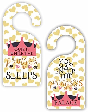 Max Wilder Quiet While the Princess Sleeps - You May Enter the Princess's Palace - Novelty Girls Room Door Sign Hanger - Double-Sided - Hard Plastic - Glossy Finish