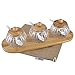 UName Set of 3 Condiment pots, Ceramic Serving Spoons and Wood Display Rack (Clear Glass)UN265