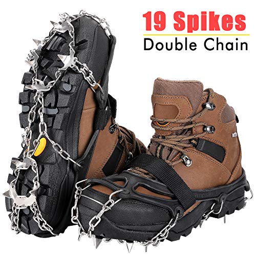Crampons Ice Cleats Traction Snow Grips with 19 Spikes for Women Men Kids Boots Shoes Safe Protect Lightweight Crampons, Hiking, Walking, Climbing, Jogging Mountaineering on Ice and Snow (XL) - Thumbnail 7