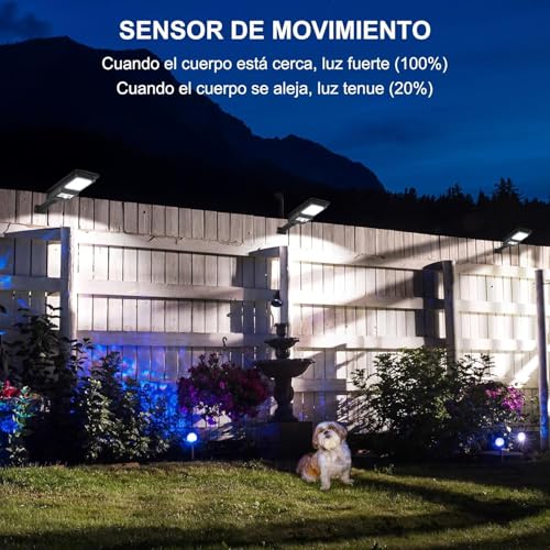 ENGREPO Luces Solares para Exterior, 4 Paquetes 156 LED 1000 Lúmenes Lámpara Solar con Sensor de Movimiento, Impermeable IP65 de Iluminación Segura para Jardín, Patio, Terraza, Hogar.