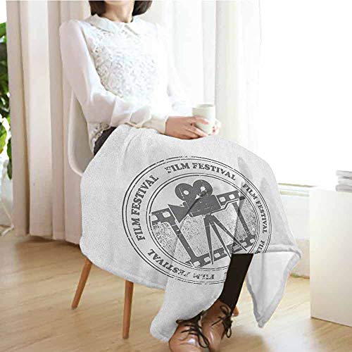 image for Custom&blanket Movie Theater Throw Blanket,Film Festival Grungy Round 