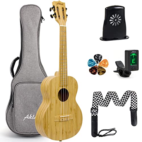 Concert Ukulele for Beginner, AKLOT Ukelele 23 Inch Solid Bamboo