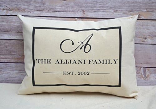 Personalized Couples Pillow and Family Name Pillow with Large Monogram and Established Date Cotton Anniversary 2nd Anniversary Gift Huntsman