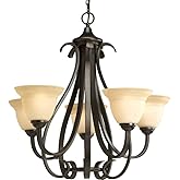 Progress Lighting P4416-77 Torino Five-Light Chandelier, 26 1/8" x 24 3/4", Forged Bronze
