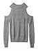 Persun Women's Gray High Neck Cold Shoulder Long Sleeve Cable-knit Sweater