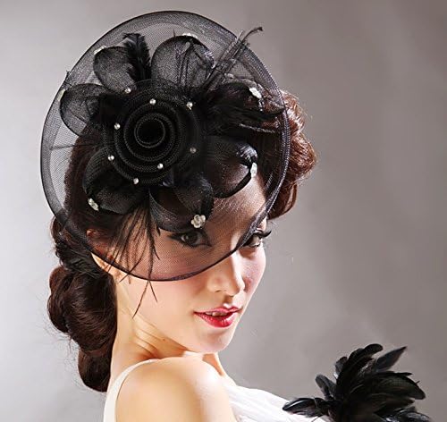 New Women's BLack Feather Rhinestone Bridal Fascinator Party Wedding Hair Accessory