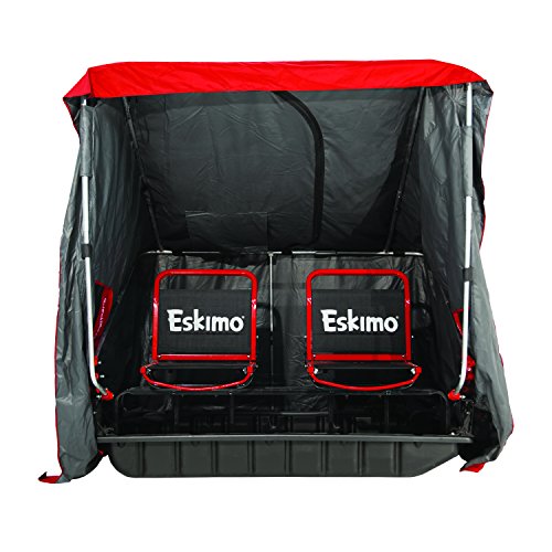 Eskimo QuickFlip 2 Ice Shelter with Versa Top Mounted Chairs MasterBasser