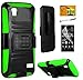 Huawei Pronto LTE H891L / G620 Case, Huawei Vision 3 LTE Case, Luckiefind Hybrid Armor Stand Case with Holster and Locking Belt Clip, Stylus Pen, Screen Protector (Holster Green)