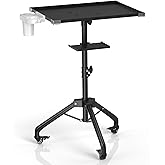 ZHOOGE Salon Tray Cart on Wheels with Stand Rack Tray, Height Adjustable Salon Service Tray with 360 Degree Mute Universal Wh