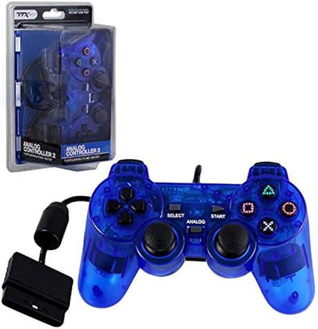 TTX Tech Wired 12 Key Sony PlayStation 2 Dual Shock 2 Analog Controller Clear Blue