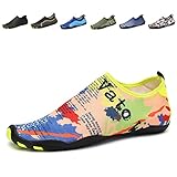 CIOR Men Women Kid's Barefoot Quick-Dry Water Sports Aqua Shoes with 14 Drainage Holes for Swim, Walking, Yoga, Lake, Beach, Garden, Park, Driving,SYY04,yellow,38