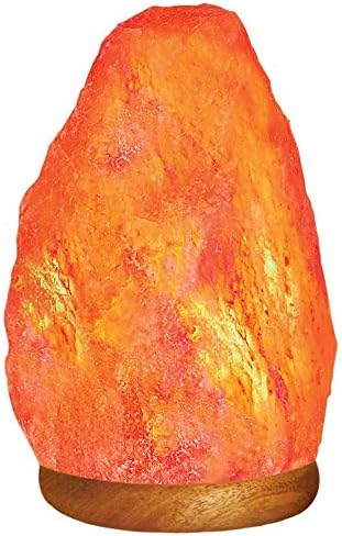 WBM Himalayan Glow Hand Carved Natural Crystal Himalayan Salt Lamp with Genuine Neem Wood Base, Bulb and Dimmer Control, 7-to-9-Inch, 7-to-15-Pounds