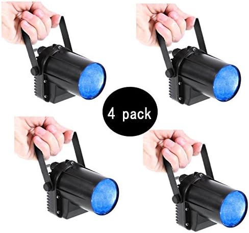 Sumger Mini Blue LED Beam Stage Light Spotlight Mount Pinspot Stage Projection DJ Effect Stage Lighting Lamp Single Beam Lighting for Wedding KTV Pub Party Ballroom Home Decorative Lights（4 pack）