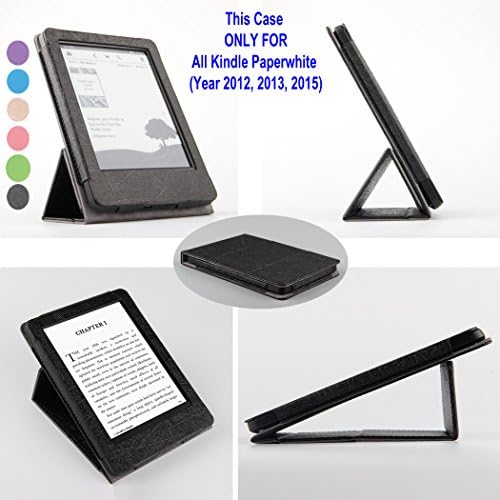 Kindle Paperwhite Case – with Fortune Tech Foldable Stand Cover, Magnetic Closure, Auto Sleep/Wake up, Protective and Form Fitting for All Amazon Kindle Paperwhite (Year 2012, 2013, 2015),- Black