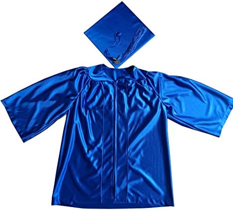 Kindergarten Graduation Gown Cap Tassel 2021 Shiny Royal Blue