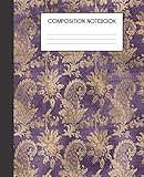 Composition Notebook: Faux Golden Floral Flower Pattern College Ruled Notebook Lined School Journal