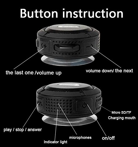 waterproof Bluetooth Speaker Shower, portable Wireless Bluetooth With Mic Suction Cup, for bathroom Hands-Free Speakerphone beach Bluetooth speaker