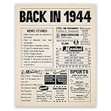 8x10 1944 Birthday Gift // Back in 1944 Newspaper Poster // 76th Birthday Gift // 76th Party Decoration // 76th Birthday Sign // Born in 1944 Print