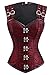 Charmian Women's Gothic Steampunk Brocade Steel Boned Vintage Waist Cincher Overbust Corset Vest Red X-Large