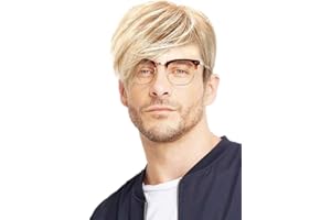 Kaneles Mens Wig Blonde Short Wig Natural Hair Replacement Synthetic Costume Halloween Hair Wigs (Light Blonde)