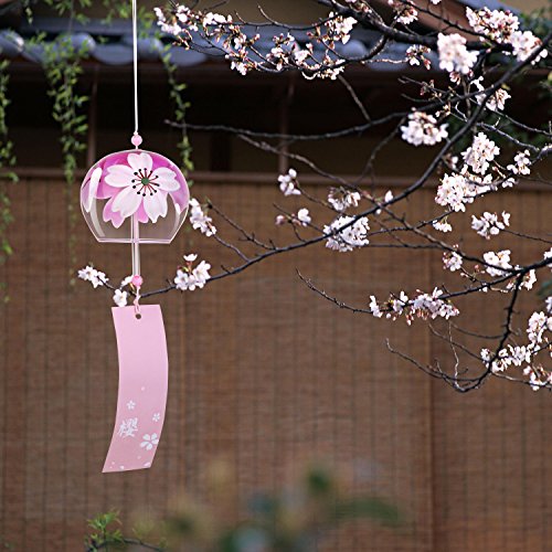 Japanese Traditional Glass Edo Furin Wind Chime Bell Pink Sakura Wind