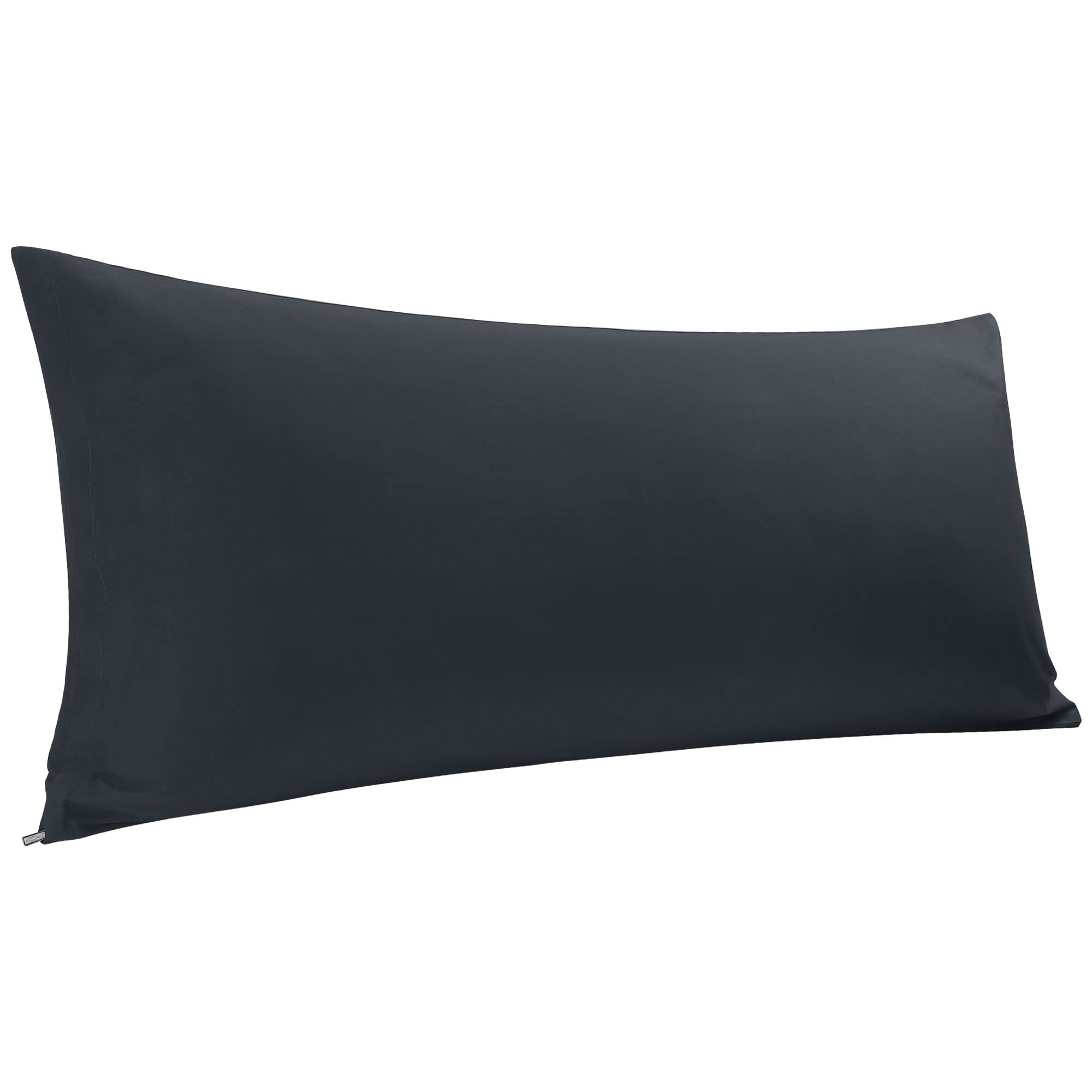 PiccoCasa Body Pillow Cover Egyptian Cotton Bolster Pillow Cases - 300 Thread Count Super Soft and Breathable Long Body Pillowcase with Zipper Closure Black 20"x60"/ 5ft