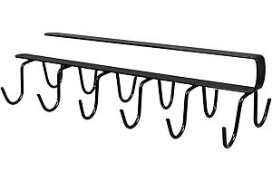 JOINPAYA 12-Hook Iron Cup Hanger Organizer Under Cabinet Coffee Mug Holder for Home and Cafe Kitchen Storage