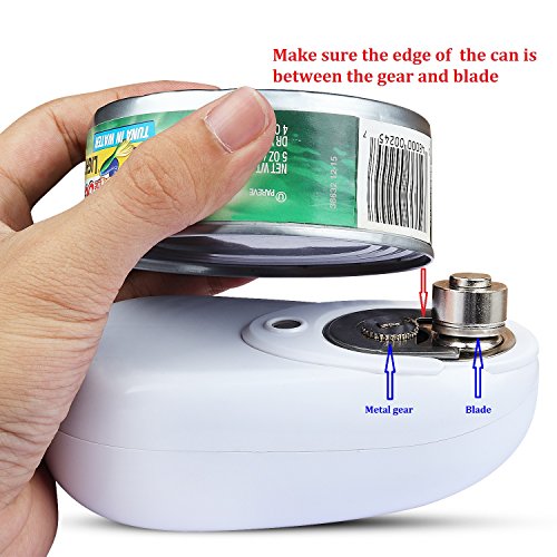 Can Opener, Electric Can Opener Smooth Edge One Touch Can Opener, Electric Can Openers for Seniors with Arthritis, No-Hands One Touch Can Opener(not included 4AA batteries)
