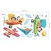 DECOWALL DA-1506B 3 Animal Biplanes Kids Wall Stickers Wall Decals Peel and Stick Removable Wall Stickers for Kids Nursery Bedroom Living Room d?cor