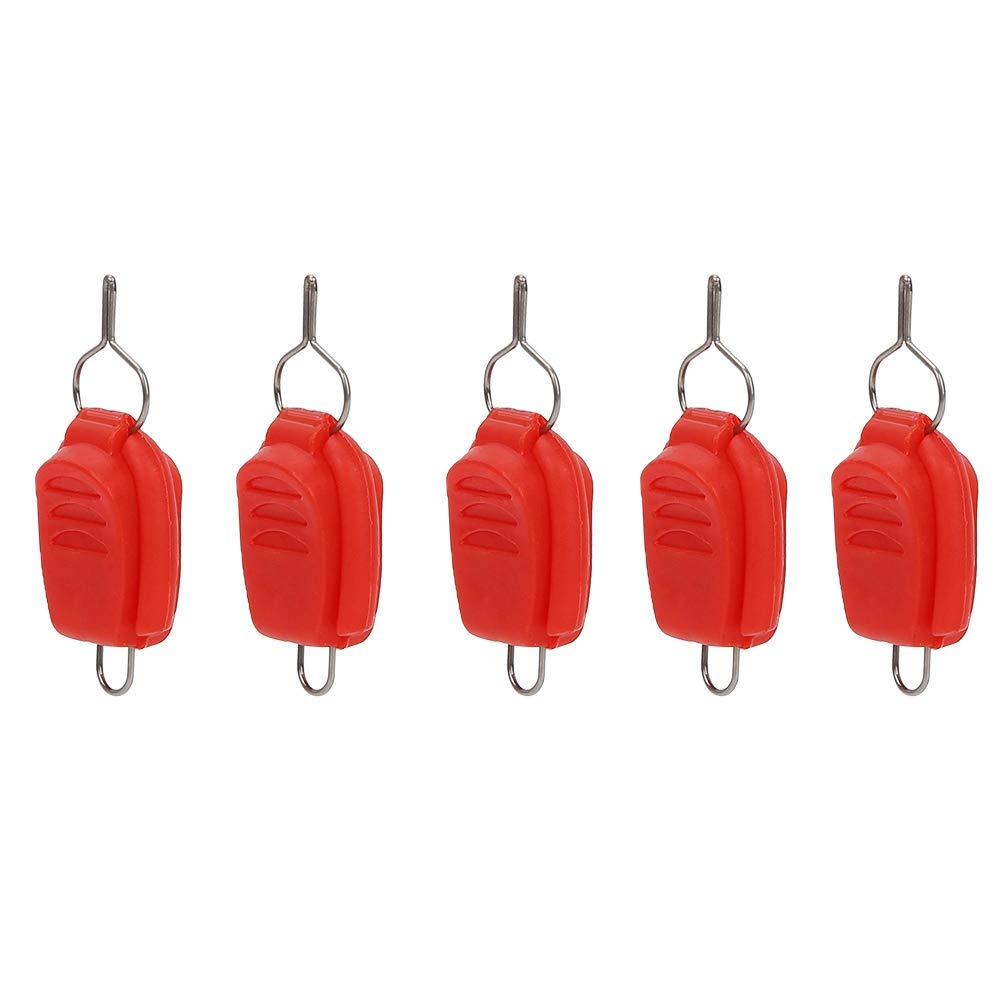 Tihebeyan 5pcs Baitcasting Reel Fishing Line Holder Clip Buckle Stopper Fishing Line Keeper(Red)