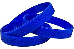 JEIRLES WHOLESALE 5 Colon Cancer Awareness Blue Ribbon Bracelets 100% Medical Grade Silicone Bracelet - Latex and Toxin Free - (5 Bracelets)