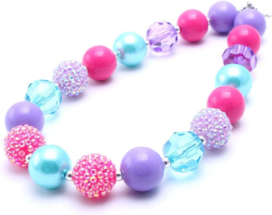 AISHIPING Red+Blue+Purplebeads Necklace Girls Bubblegum Necklace Fashion Beaded Jewelry