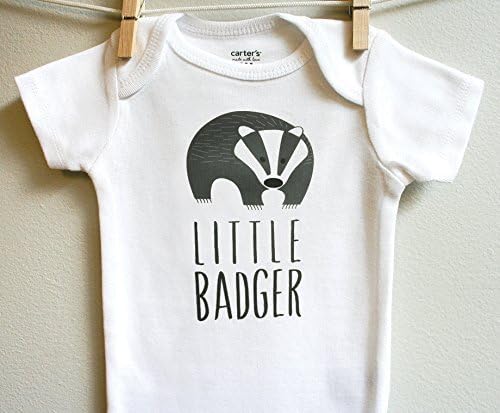 Little Badger Boy Girl Baby Clothes Bodysuit Rompe Short Long Sleeve, Sizes Newborn 3 6 9 12 18 24 Months