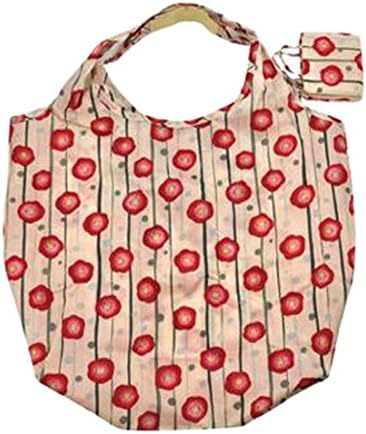 Plum Beige Large Japanese Kimono Print Shopper Tote