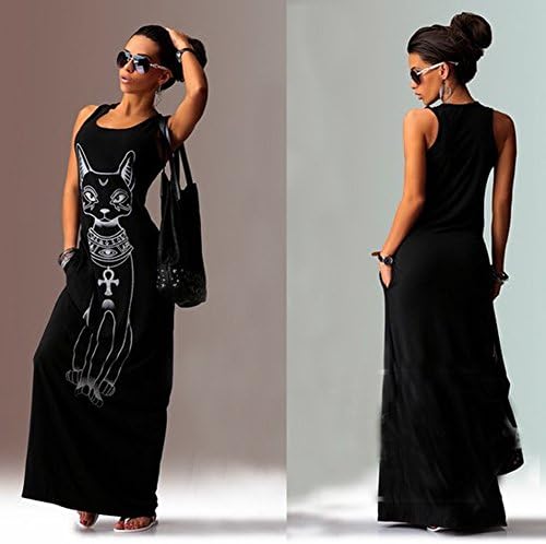 Cat print sleeveless skirt 2X-Large Black