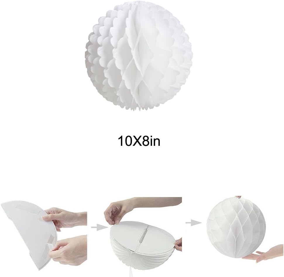 10Pcs 8 inch Honeycomb Balls Party Pom Poms Wedding Flowers Wall Decoration Flower Balls Hanging Pom Poms for Party Wedding Birthday Nursery Home Decor (White): Arts, Crafts & Sewing