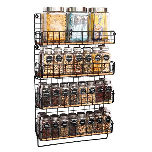 Xcosrack Wall Mounted Spice Rack with Towel Hanger 4 Tier Hanging