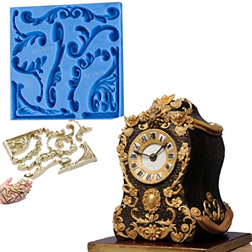 Anyana Baroque Vintage Scroll sculpted 3d Retro Palace Lace mould cake Fondant silicone gum paste mold for Sugar paste wedding birthday cupcake decorating topper decoration sugarcraft décor