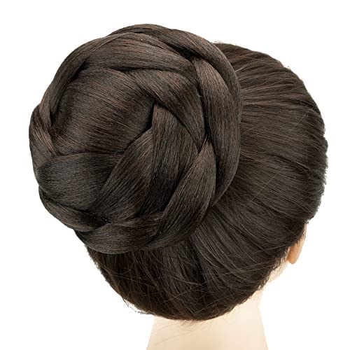 Photo 1 of IMISSU Large Size Dancer Braided Chignon Hair Cover Donut Hairpieces Scrunchie Hair Bun Wig Updo on Wedding Party (M3 Chocolate Brown)